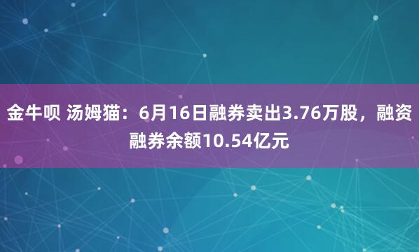 金牛呗 汤姆猫：6月16日融券卖出3.76万股，融资融券余额10.54亿元